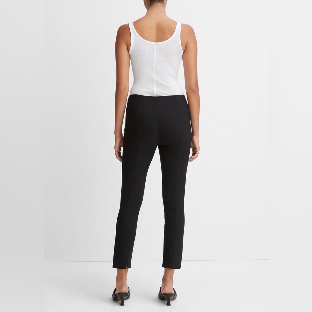 VINCE. Bobbi High-Rise Stitch-Seam Ponte Legging- Black (Size S)